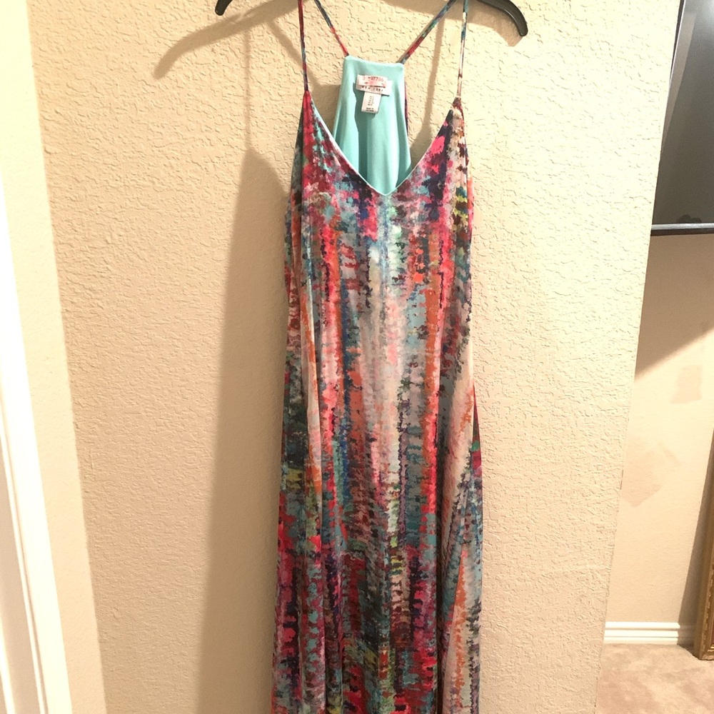Nicole Miller S multicolor racerback Halter Maxi Tent Dress